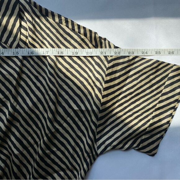 NWT Mango Mondrian Black and Tan Satin Bias Striped Midi Dress 6 - Picture 12 of 15